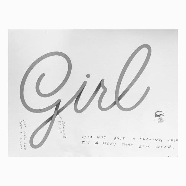 Bleistiftskizze des Schriftzugs „Girl“